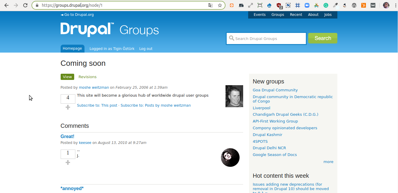 Groups.Drupal.org ilk gönderisi