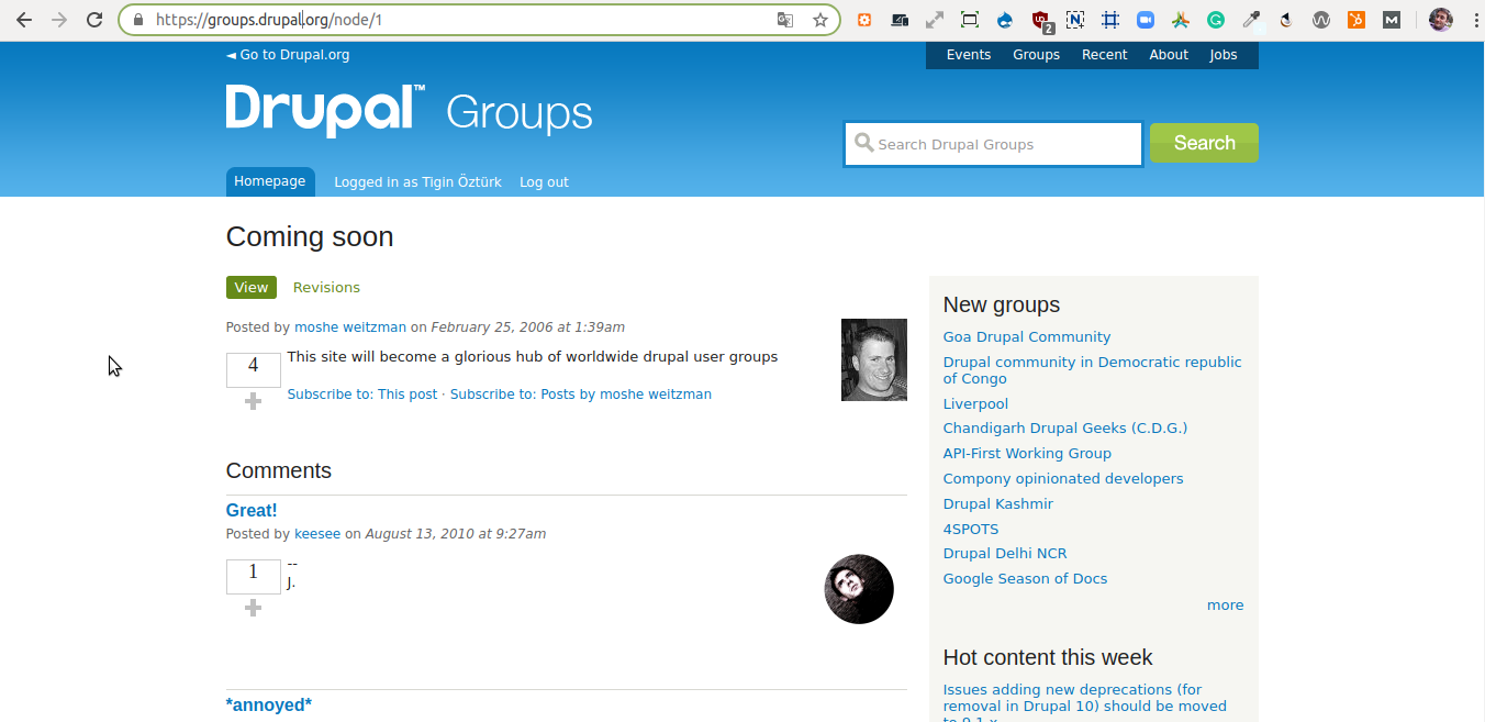 Groups.Drupal.org ilk gönderisi 